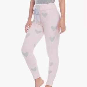 NWT Honeydew Intimates Chenille Pink Glisten Heart Print Jogger Pants Size Large